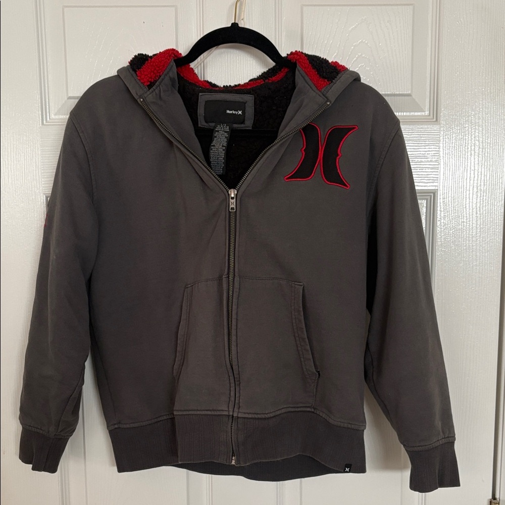 Vintage Hurley Gray and Red lined Jacket heavy duty